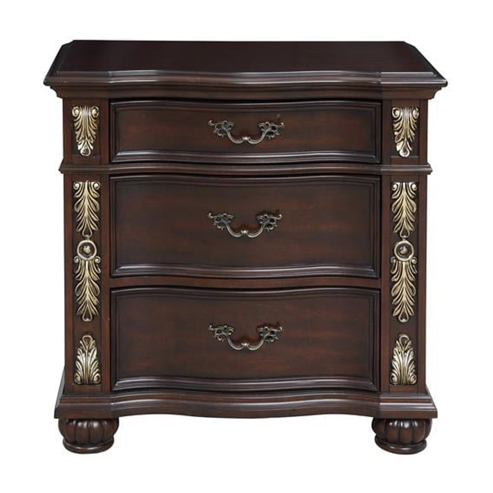 New Classic Furniture Maximus Solid Wood 3-Drawer Nightstand in Madeira Brown