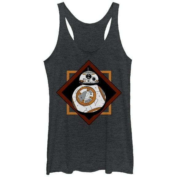 Women's Star Wars The Force Awakens BB-8 Square Racerback Tank Top Black Heather X Large