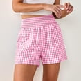 thumbnail image 4 of Boyscolos Womens High Waisted Striped Shorts Comfy Lightweight Breathable Stretchy Waist With Pockets Lounge Clohtes Summer Daily Wear Pink M, 4 of 6