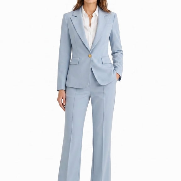 AZoiNM Women's 2 Piece Solid Single Breasted Blazer Suit Set, Long Sleeve Lapel Jacket & Flared Pants, Elegant Business Casual Work Outfits for Office Interview