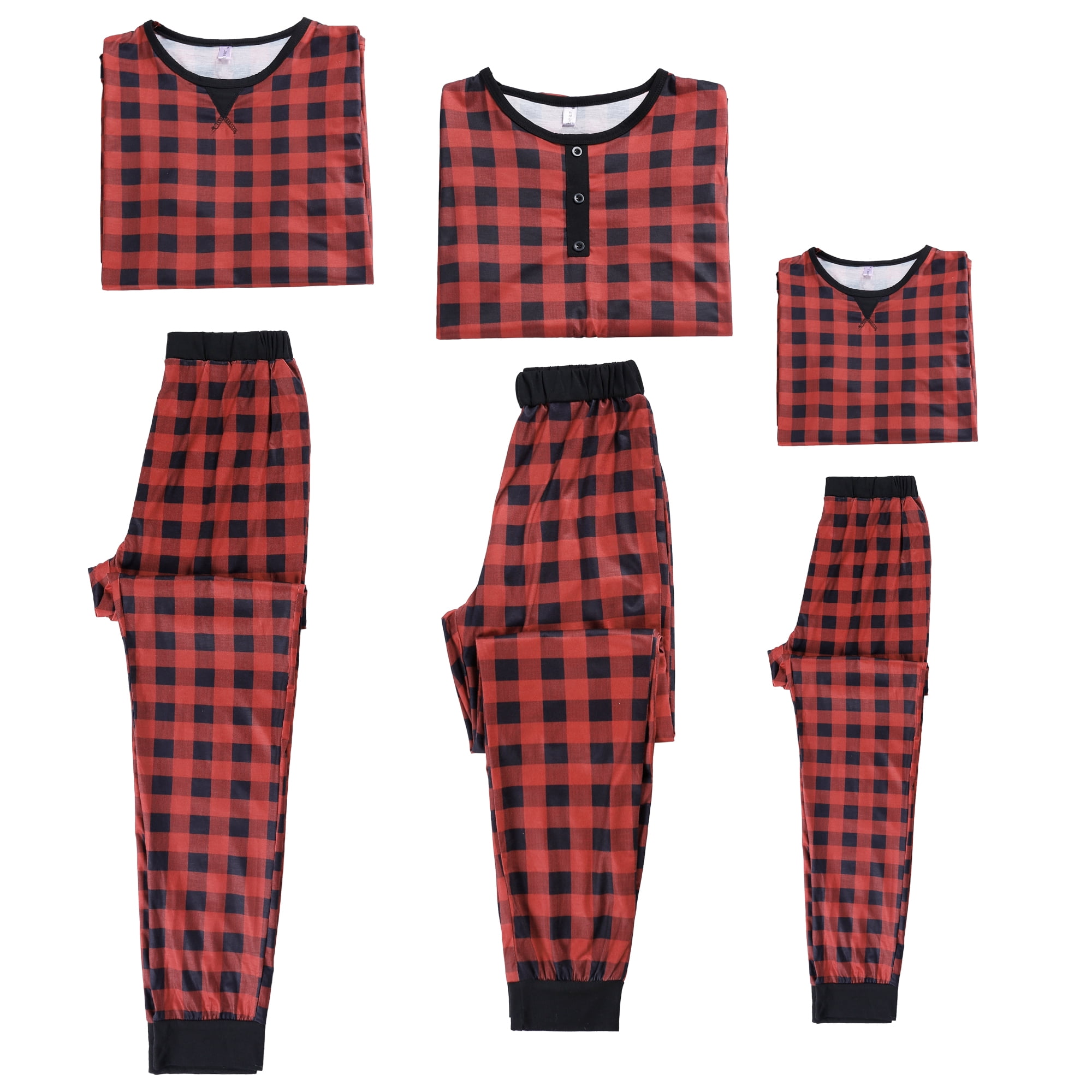 DARING DIVA Men's Christmas Family Plaid Print Pajama Sets S Red