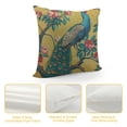 thumbnail image 4 of RUIYC Throw Pillow Covers Vintage Watercolor with Peacock On Tree Cherry Trees with Flowers Yellow Colorful Bird Decorative Square Pillowcases Cushion Cover, 4 of 5