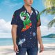 thumbnail image 3 of Balery Dinosaur Astronaut Space Surfing Camisas hawaianas de manga corta para hombre, camisas playeras de corte holgado, camisas de vacaciones con botones,X-Large, 3 of 7