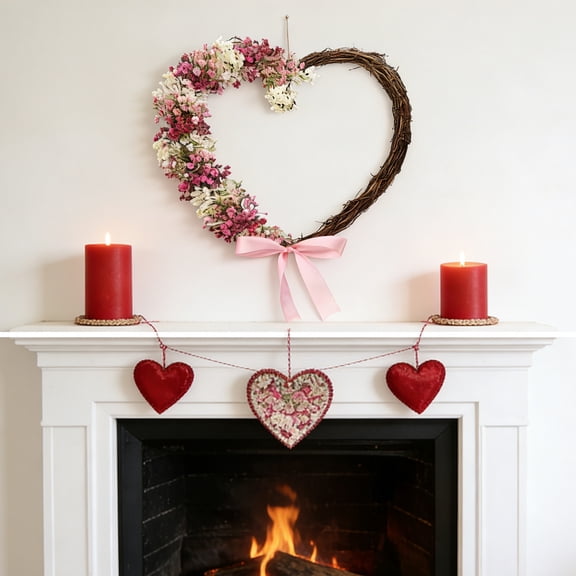 Valentines Day Heart-Shaped Ornament Valentine Wreath for Front Door Valentine's Day Door Decorations Outdoor Wreaths for Front Door