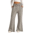 thumbnail image 2 of Women High Waist Flare Pants, Elastic Drawstring, Polka Dot Casual Trousers for Streetwear StyleGray130, 2 of 4