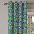thumbnail image 2 of Ambesonne Orient Grommet Curtain, Oriental Damask, 50" x 84", Yellow Green Teal, 2 of 6