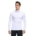 thumbnail image 4 of Defitshape Men's Athletic Compression Shirt Tight Lightweight Soft Biking Running Shirts Sports Workout Gym Long Sleeve Muscle Fit Thermal Mock Turtle Neck Base Layer Top White Small, 4 of 5