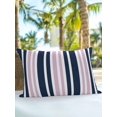 thumbnail image 6 of Outdoor Pillows Waterproof, Navy Blue Pink Striped Bedding Throw Pillows with Insert for Couch Sofa Bed, Modern Minimalist Ombre Lines 12x20 Inch Pillowcases Decorative Camping Patio Pillow Set of 1, 6 of 8