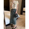 thumbnail image 2 of Faldas vaqueras para mujer, tallas S-5XL, de verano, combinables, estilo americano, sencillas, lisas, cómodas, informales, para la calle, para colegialas, faldas midi nuevas, 2 of 6
