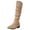 Khaki, variant on SAWOBUUN Womens Slouchy Knee High Boots Pointed Toe Cuffed Block Heel Faux Suede Pull On Comfortable Fashion Casual Winter Boots