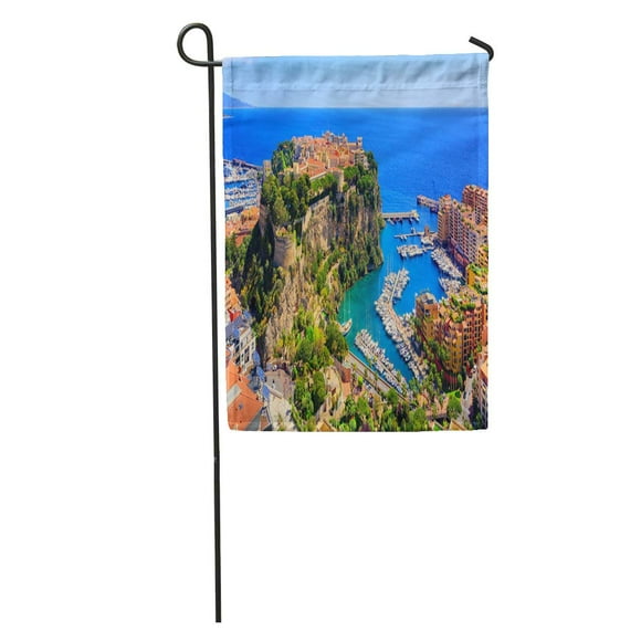 POGLIP Old Town and Prince Palace Rock in Mediterranean Sea Monaco Garden Flag Decorative Flag House Banner 28x40 inch