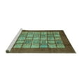 thumbnail image 2 of Ahgly Company Machine Washable Indoor Square Abstract Turquoise Blue Modern Area Rugs, 5' Square, 2 of 4