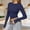 Blue womens long sleeve crop top a1, variant on Women's Fall Winter Long Sleeve Crop Top Round Neck Slim Fit Solid Casual Basic Pullover Tops Cozy Daily Layering Blouses, Coffee M
