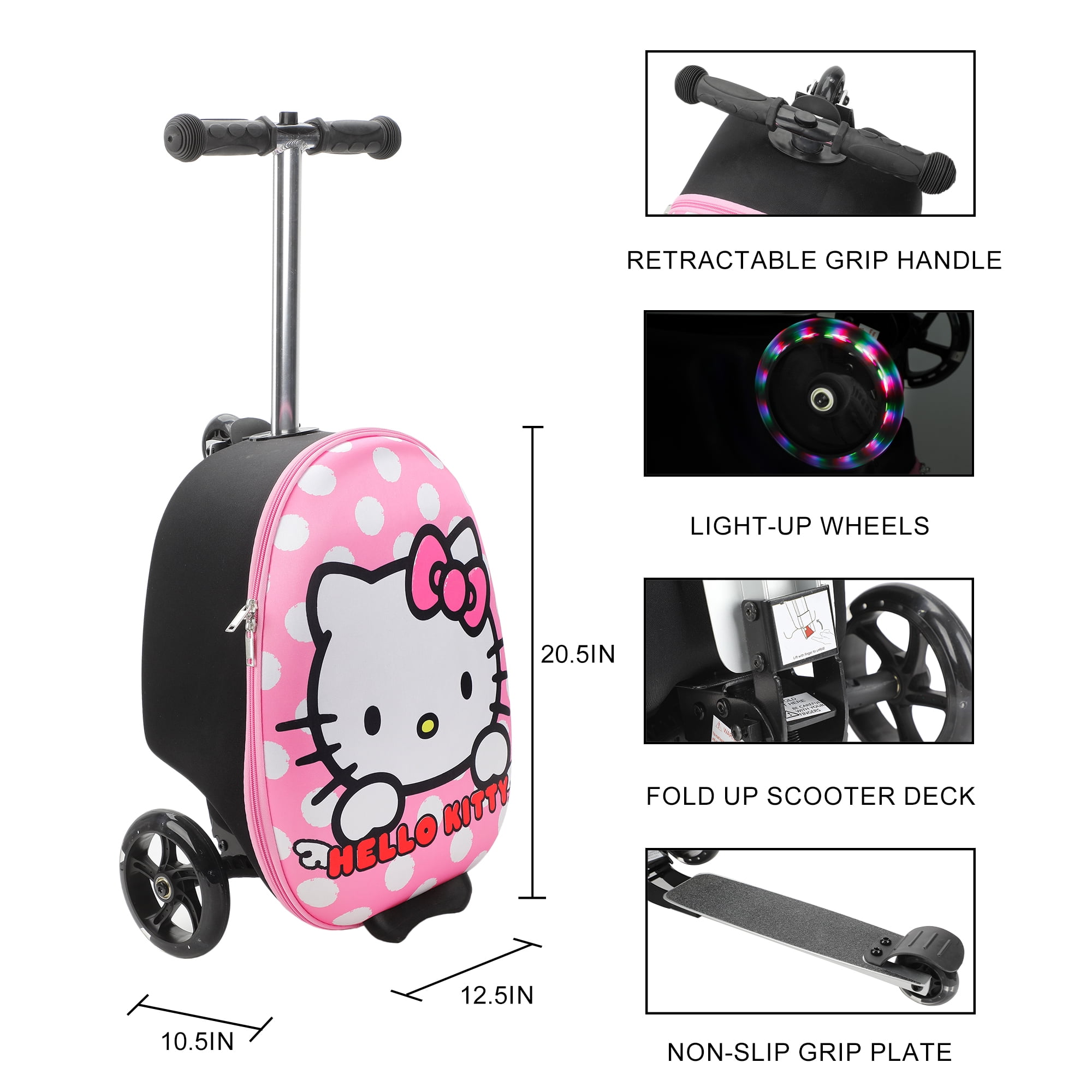 Hello Kitty Kid's 2-in-1 18" Suitcase and Scooter Luggage
