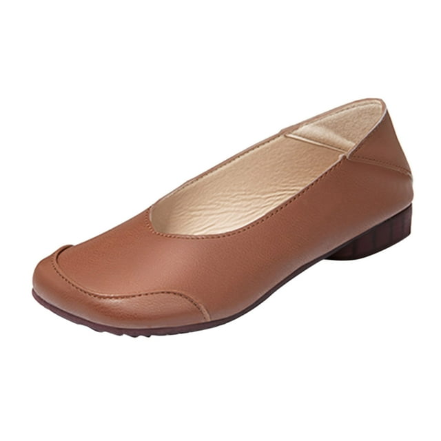 Cathalem Chaussures Plates Femmes Décontractées Pointues Toe Ballet Confort Souples à Enfiler, Marron 38