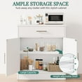 thumbnail image 4 of Modern Farmhouse Sideboard Buffet Cabinet with Storage with 2 Doors, Barn Doors Buffet Cabinet with Storage, Wood Coffee Bar Cabinet with Adjustable Shelf for Kitchen, Living Room,White, 4 of 16