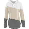 thumbnail image 5 of Jinhomg Womens Quarter Button Up Sweatshirt Fashion Long Sleeve Color Block Hoodies Fall Lightweight Comfort Pullover Top with Pocket Lightening Deals Khaki M, 5 of 6