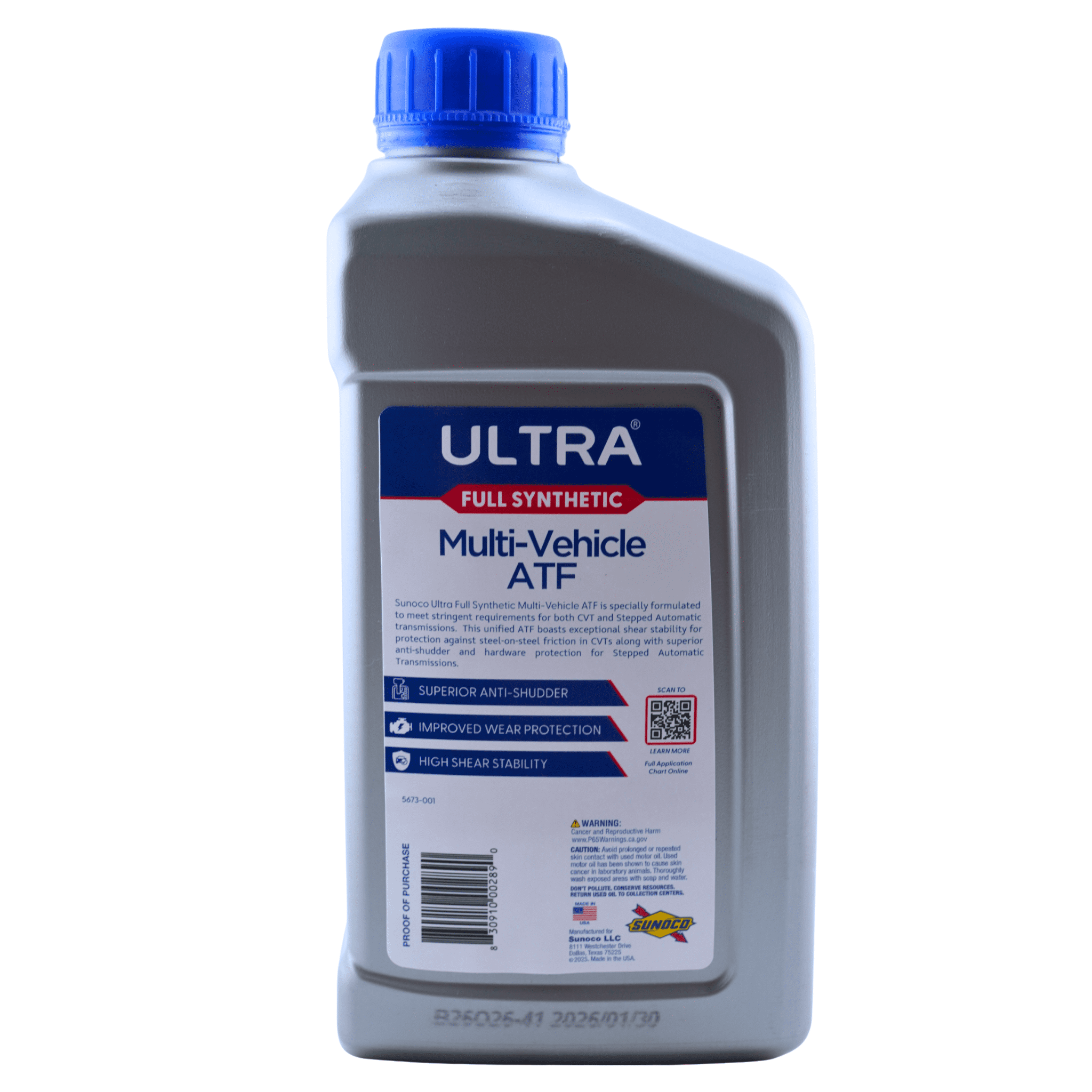 Full Synthetic Multi-Vehicle Automatic Transmission Fluid – Sunoco Ultra ATF – CVT Compatible – 1 Quart (Case of 12)