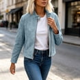 thumbnail image 5 of Faux Suede Zip-Up Cropped Jackets For Women Fall Collared Long Sleeve Trendy Casual Loose Coats With Pockets S-XXL, 5 of 7