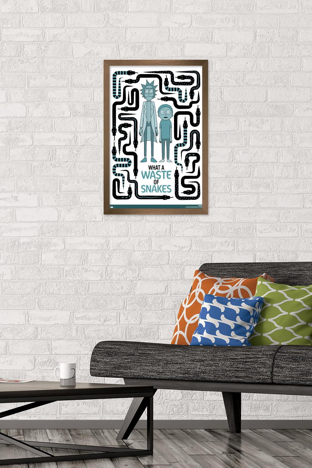 Rick and Morty - Waste of Snakes Wall Poster, 14.725" x 22.375", Framed