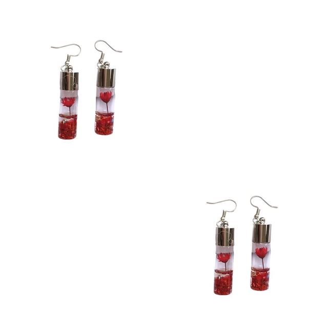 Qarigey 1 par de pendientes de gota para mujer, pendientes colgantes de botellas de cristal con flores a la moda, joyería para oreja de aniversario para Rojo 2piezas Qarigey CBP308080
