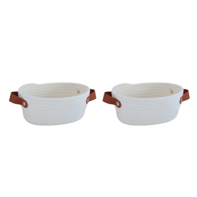Wosthever Cesta de almacenamiento de estilo nórdico, contenedor tejido, artículos diversos, cestas para aperitivos, cesto para armarios, Leche blanca S 2piezas