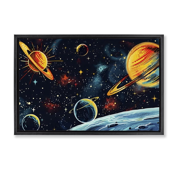 Stupell Industries Contemporary Black Lit Galaxy Panorama Black Floating Frame Canvas Art, 25 x 17, by Creative Studio