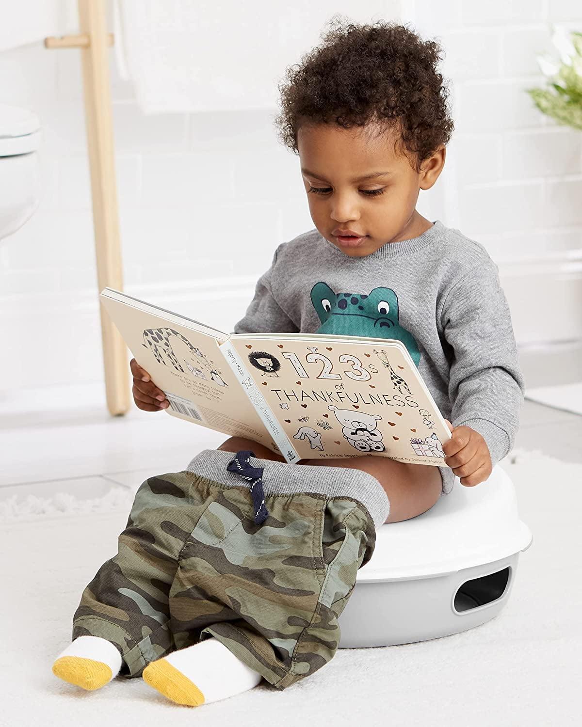 Skip Hop Baby Potty Training Toilet, Go Time 3-in-1 Potty for Ages 18 Months and Up, White/Gray