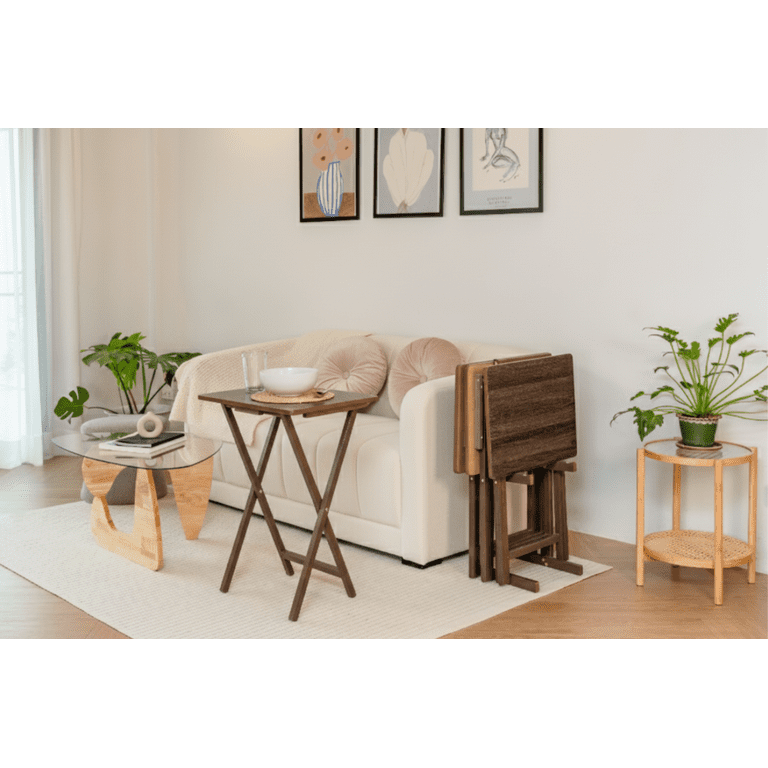 Mainstays 4-Piece Rustic Espresso Rubberwood Indoor Folding TV