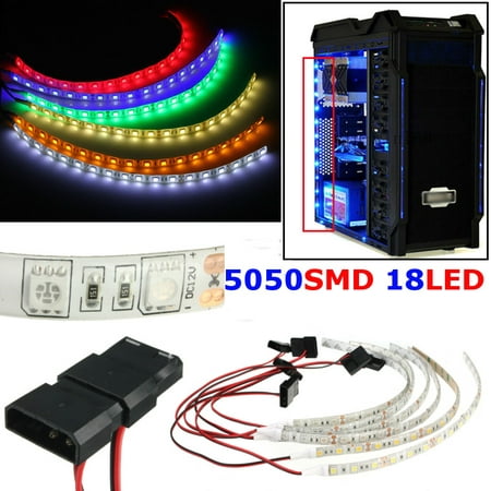 30CM 5050 18 SMD Flexible LED Strip Case Strip Light 4-Pin For PC Computer Case DC12V Red/Blue/Green/Yellow/Pure White/Warm (Best Led Lights For Computer Case)