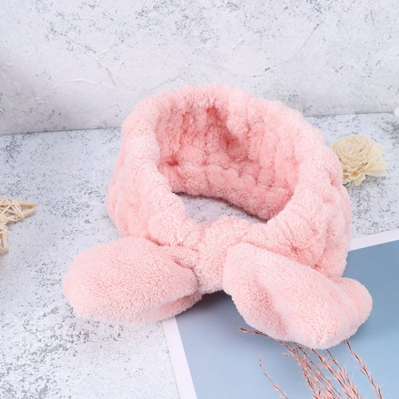 OUNONA 2Pcs Soft Coral Makeup Headband Bow Knot for Spa Bath Face Wash and Yoga