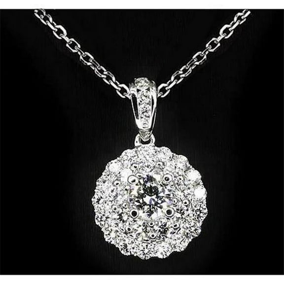 1 CT 14K White Gold Round Cut Diamond Ladies Pendant