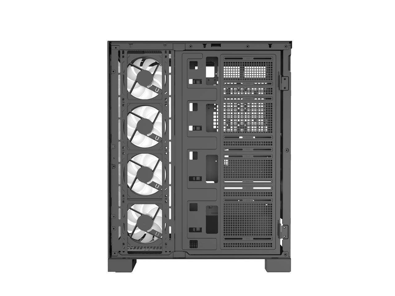 DIYPC  Vanguard-F2-Pro Black Dual USB3.0 and Type C Tempered Glass ATX Full Tower Gaming Computer Case w/ 5 x 120mm ARGB PWM Fans (4 x MB Side, 1 x Rear) Pre-Installed. Support BTF Back Plug MB.