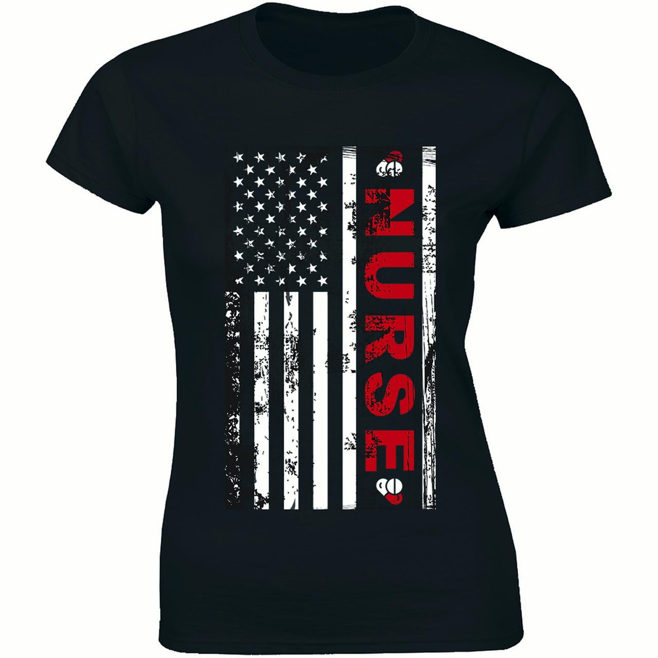 ER Nurse Short Sleeve t-Shirt Arkansas Made Distressed American Flag With Caduceus