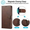 thumbnail image 3 of Allytech Slim Wallet Case for iPhone 15 with 3 Card Slots & Cash Pocket, Premium PU Leather Kickstand Magnetic Clasp Soft TPU Inner Shockproof Protective Flip Cover Case - Brown, 3 of 10