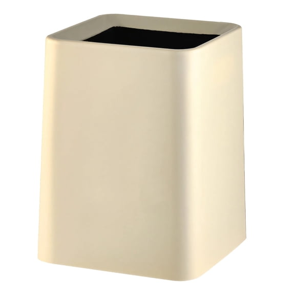 Square Bathroom Trash Can, Cream White Minimalist Design, Great for Living Room, Kitchen, and Bathroom, Long-Lasting and Easy to Clean with No Lid, Plastic Material