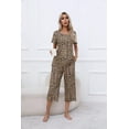 thumbnail image 4 of Ekouaer Women's Pajamas Set Short Sleeve Top With Capri Pants Pjs Lounge & Sleepwear Set, 4 of 4