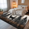thumbnail image 5 of 6x9Ft Area Rugs Forest Elk Non-Skid Rubber Backing Large Rectangle Rugs - Living Room Bedroom Home Office, Rustic Nature Tree Retro Deer Silhouette Indoor Floor Mat Carpets Washable Rug, 5 of 9
