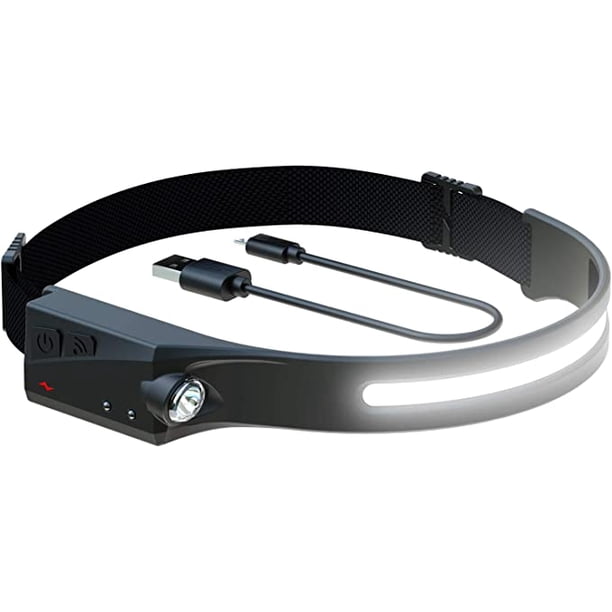Linterna frontal LED, linternas frontales recargables con todas las perspectivas de inducción, nueva actualización, resistente al calor y al sudor, 350 lúmenes, resistente a la intemperie, correr, ac JAMW Sencillez
