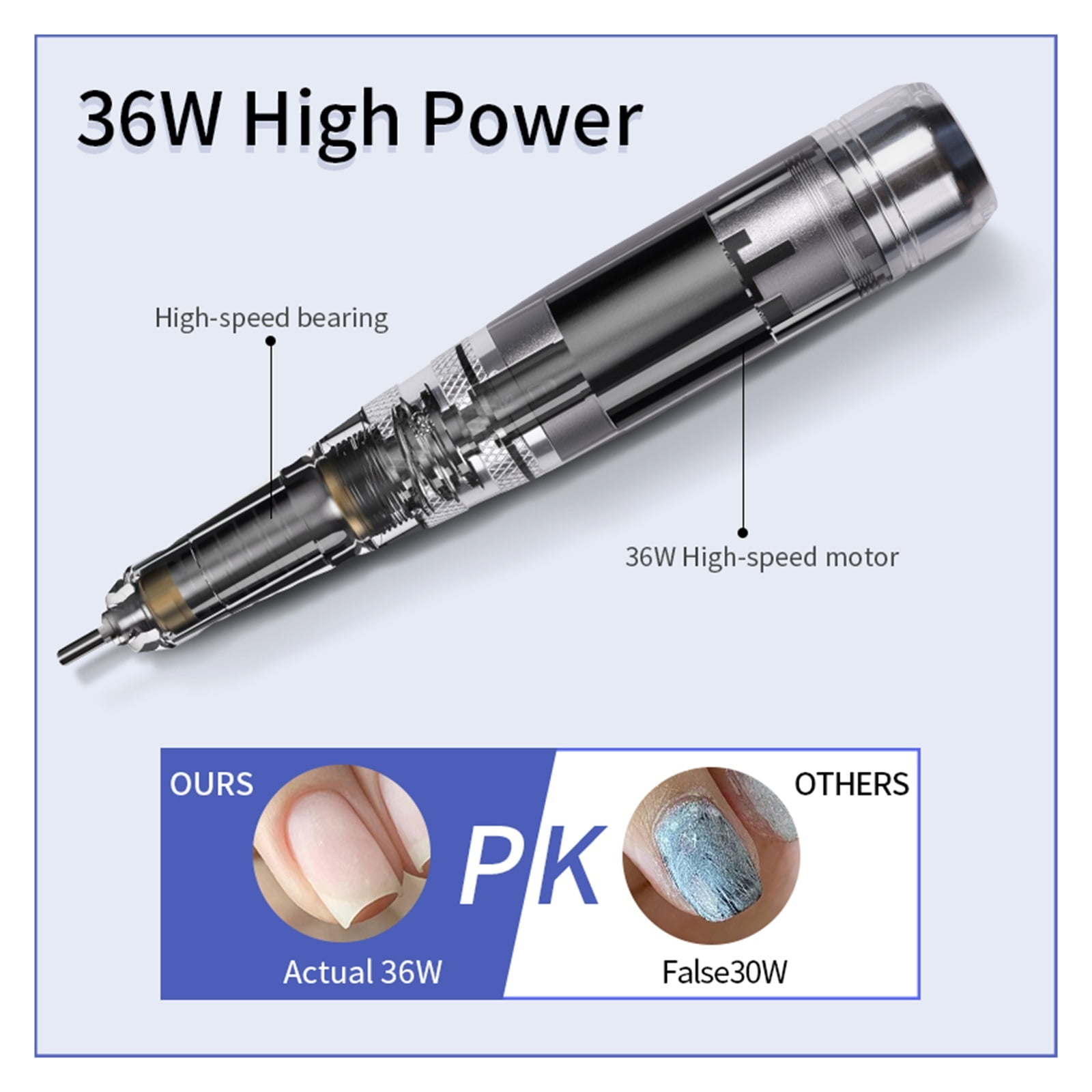 Professional Rechargeable Nail Drill Machine, Cordless 35,000RPM Brushless Nail Drill, Portable Electrical Nail File For Acrylic Nails ,Low Noise