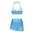 thumbnail image 5 of TMOYZQ Women's 3 Piece Bathing Suits O-Ring Halter Textured Bikini Swimsuits Set with Drawstring Beach Cover Ups Mesh Skirt, 5 of 6