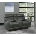 thumbnail image 1 of Coaster Contemporary Leather Power Loveseat with Console in Charcoal, 1 of 2