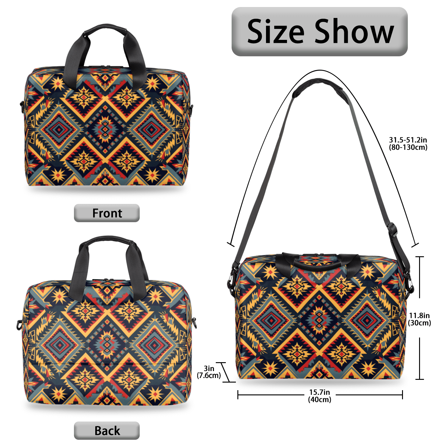 Herdesigns Aztec Laptop Bag for Women Men, Computer Case Briefcase Messenger Bags, 15-15.6 inch Laptop Sleeve Shoulder Bag