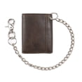 thumbnail image 3 of Wallet Dickies para hombre, triple pliegue, marrón con cadena, 3 of 6