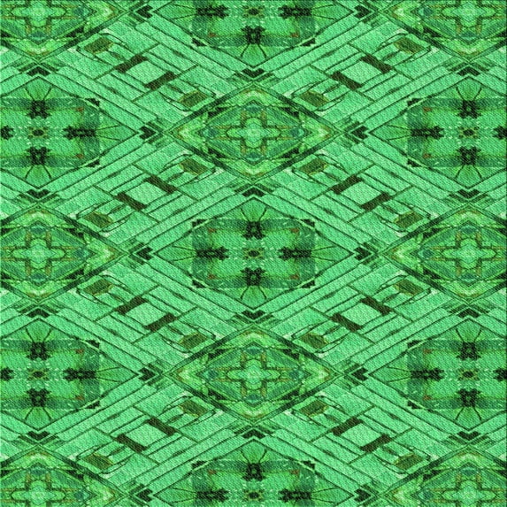 Ahgly Company Machine Washable Indoor Square Transitional Neon Green Area Rugs, 5' Square