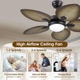 thumbnail image 4 of Ventilador de techo Wiviniya Tropical de 44 pulgadas para interiores y exteriores con luz, 4 of 9
