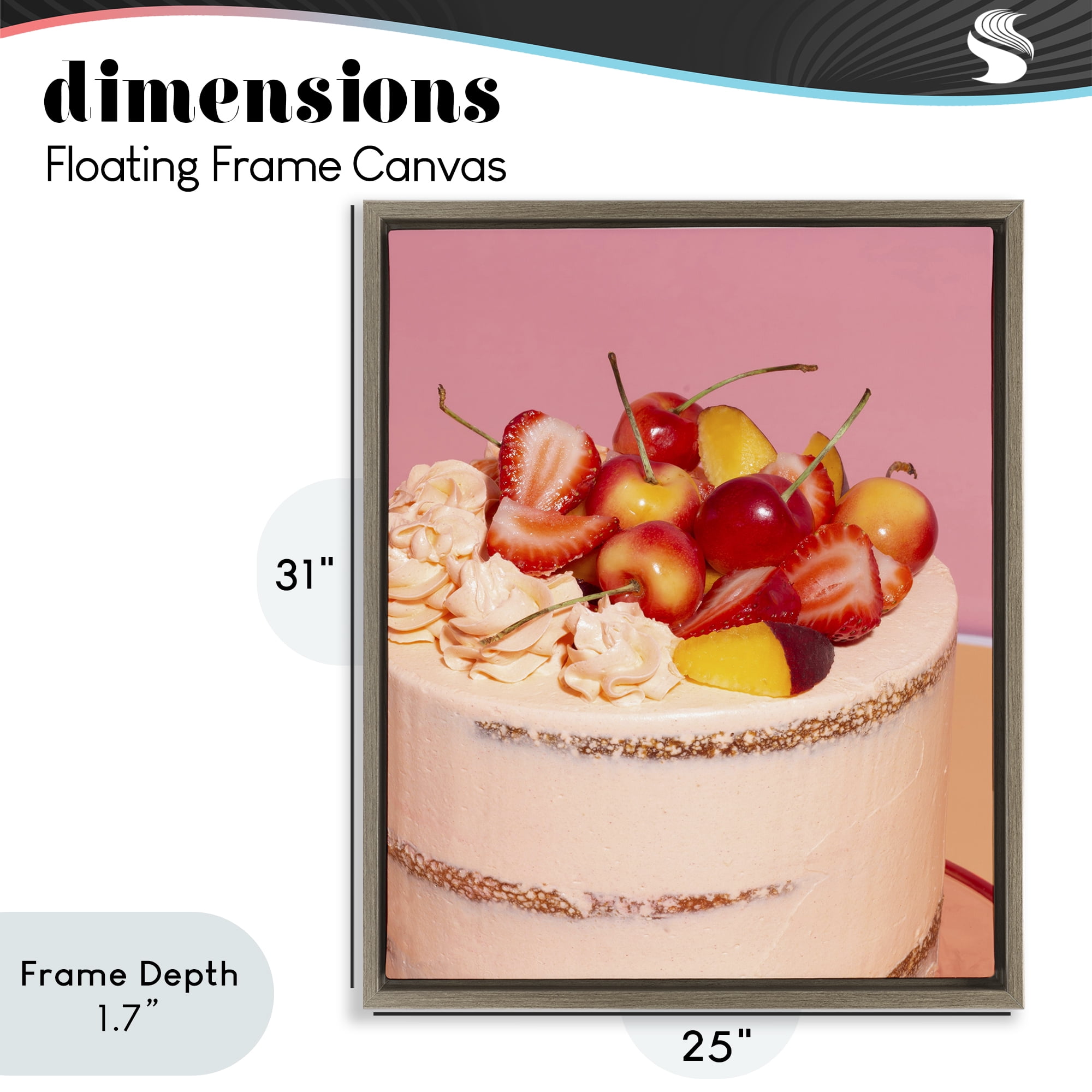 Stupell Industries Strawberry Fruit Cake Brown Framed Floater Canvas Wall Art, design by LISH Creative