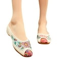 thumbnail image 3 of DPTALR Women Cloth Shoes Sandals Embroidered Tendon Soles Flowers Slippers, 3 of 7