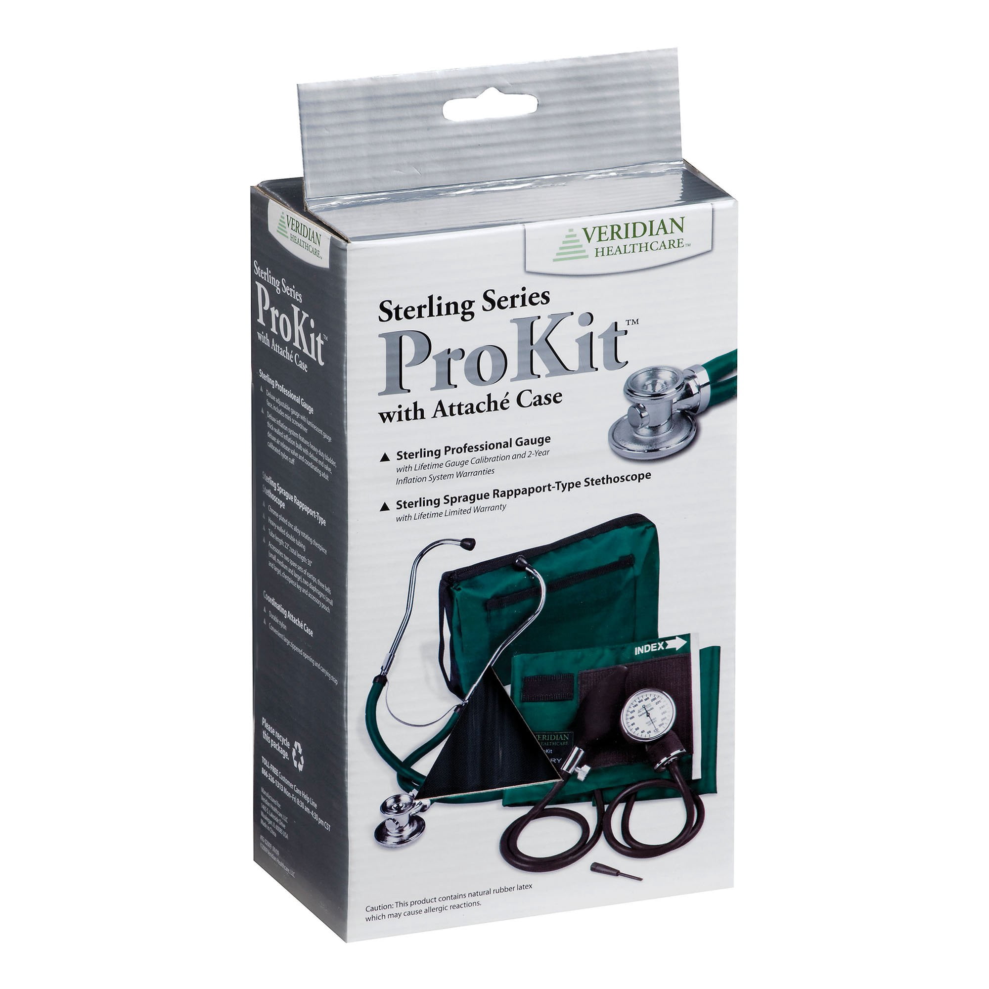 Veridian Healthcare Sterling ProKit Adjustable Aneroid Sphygmomanometer with Sprague Stethoscope, Adult, Purple