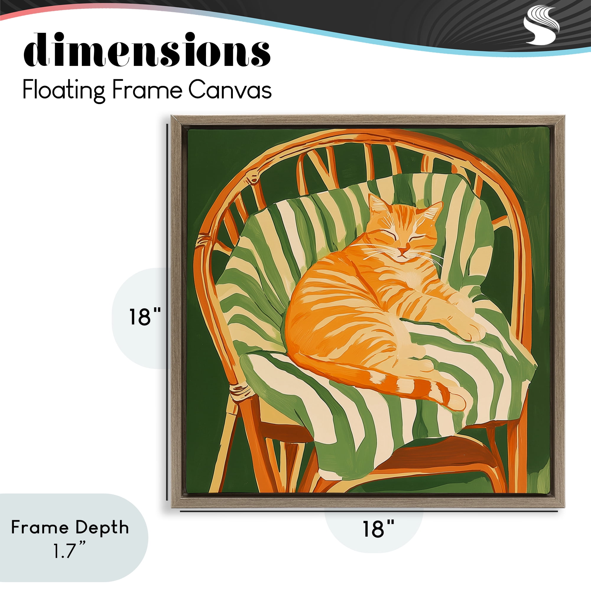Stupell Industries Cat In Rattan Chair Brown Framed Floater Canvas Wall Art, design by Walker Noble